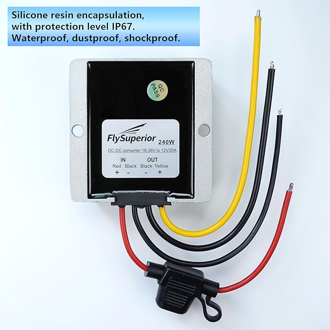 FlySuperior DC 24V 36V to 12V 20A 240W Step Down Converter erter Wide Voltage - Image 2
