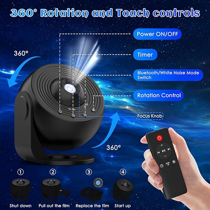 Galaxy Projector for Bedroom Pro Version, HD 12 in 1 Film Discs Star Projector - Image 5