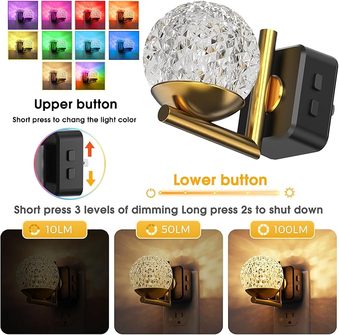 L LOHAS LED Night Lights Plug Into Wall 2 Pack, Dusk to Dawn Sensor, 10-Color - Image 3