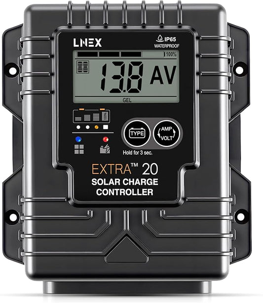 LNEX Solar Charge Controller Waterproof, 20A Solar Panel Regulator by LNEX