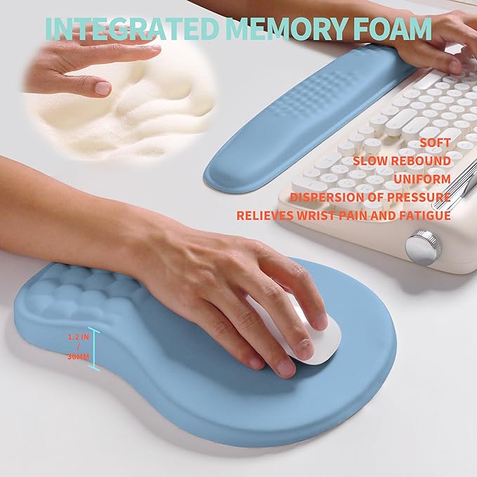 KUOSGM 2-in-1 Ergonomic Set, Wave Rise Keyboard Wrist Rest and Massage Bulge - Image 4