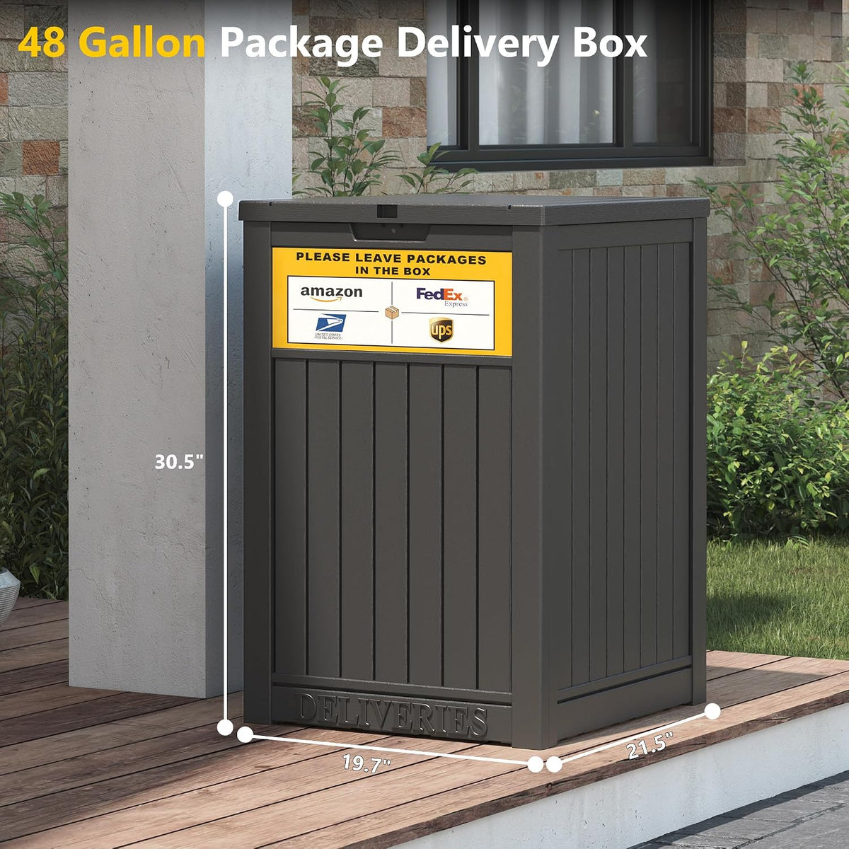 lhbgo package delivery box for outside with sign shown in use