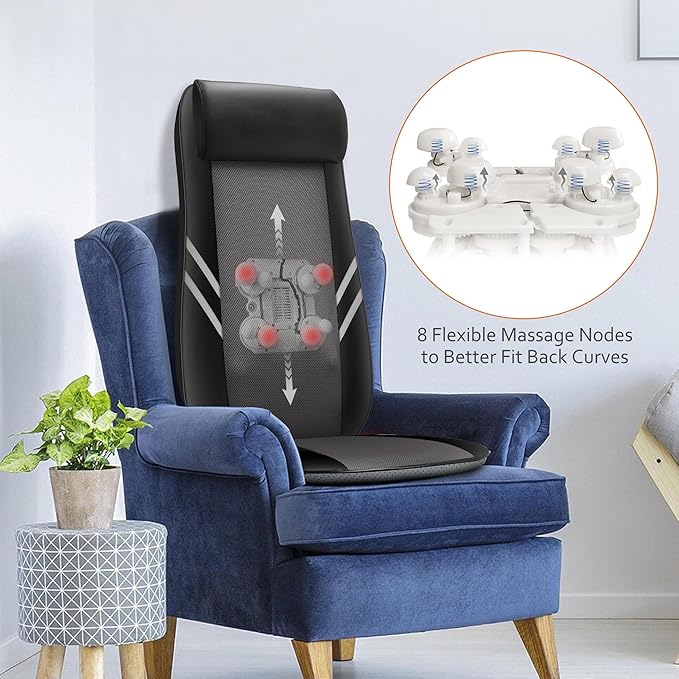 Snailax Back Massager with Heat, Shiatsu Massage Seat Cushion, 8 Flexible Nodes - Image 2