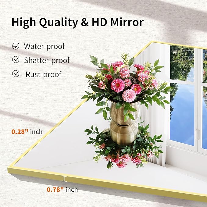 Gold Bathroom Mirror for Wall, 24x32 Inch Rectangle Mirror - Image 6