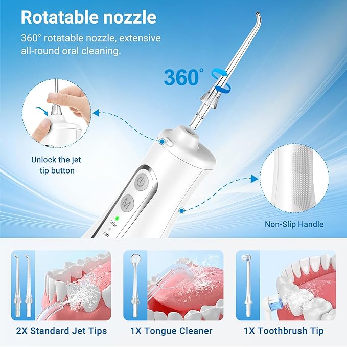 R REVA Cordless Water Flosser for Teeth, Gums & Braces – 4 Modes, 300ML Tank - Image 3