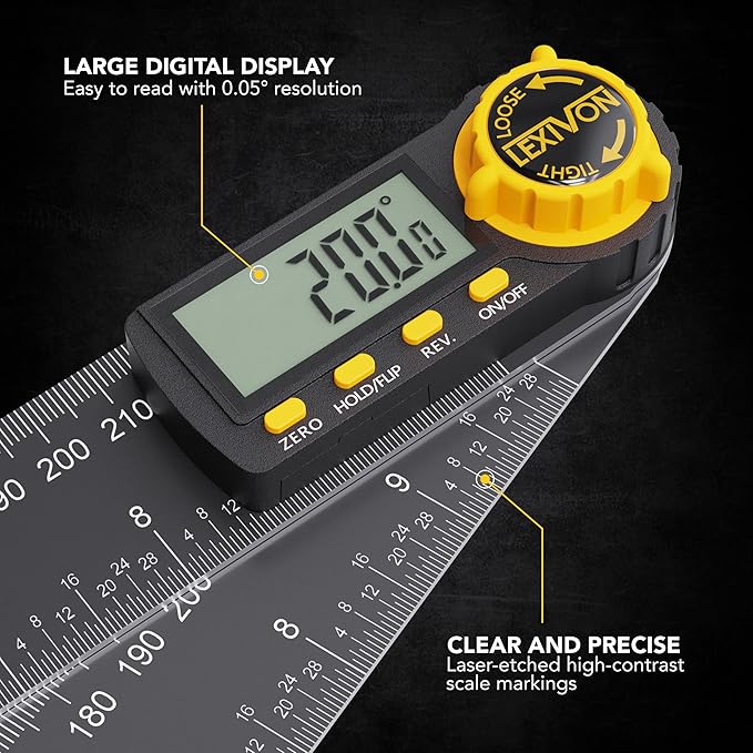 LEXIVON Aluminum Digital Angle Finder Gauge, 10-inch/250mm Multi-Purpose - Image 2
