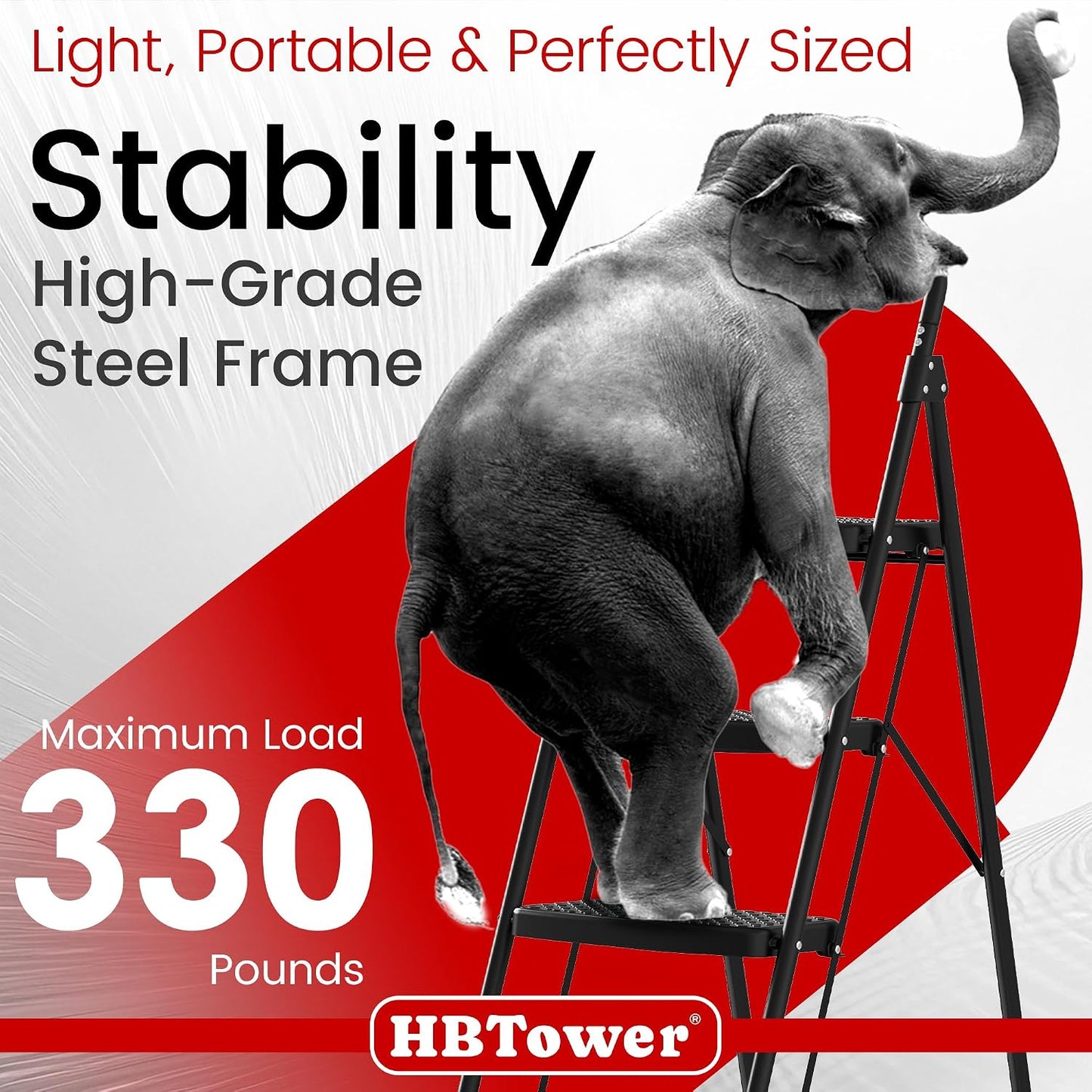 HBTower 4 Step Ladder, Step Stool Foldable with Wide Anti-Slip Pedal | Sturdy Steel Ladders for Home Adults Kitchen