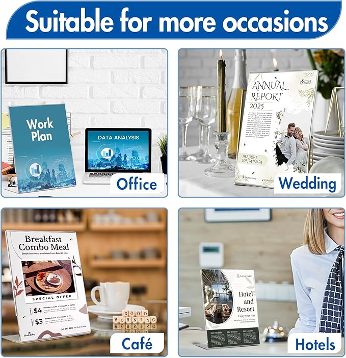 Aheroi Acrylic Sign Holder 8.5 x 11, Plastic Stands Flyer Display, Office - Image 6