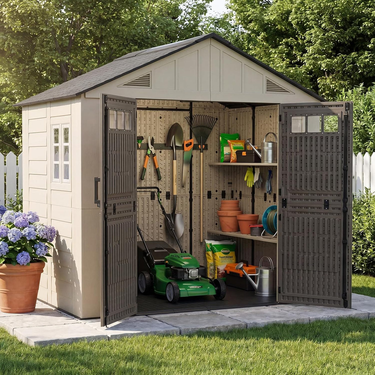 aoxun 8x6 ft outdoor storage shed with floor, main product view