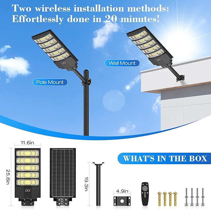 OKPRO Solar Street Lights Outdoor, 10000W Solar Lights Outdoor Waterproof - Image 2