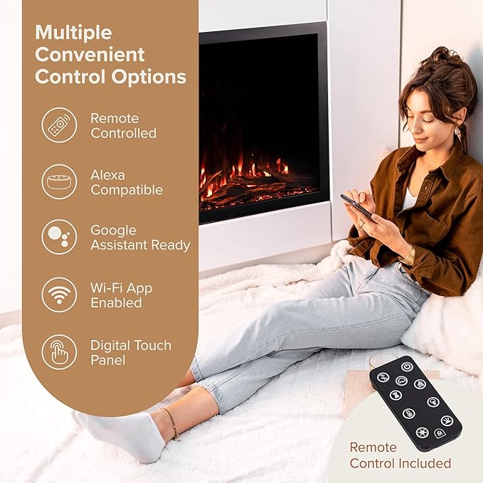 Modern Ember Highmark Traditional 44 Inch Built-in Smart Electric Fireplace - Image 3