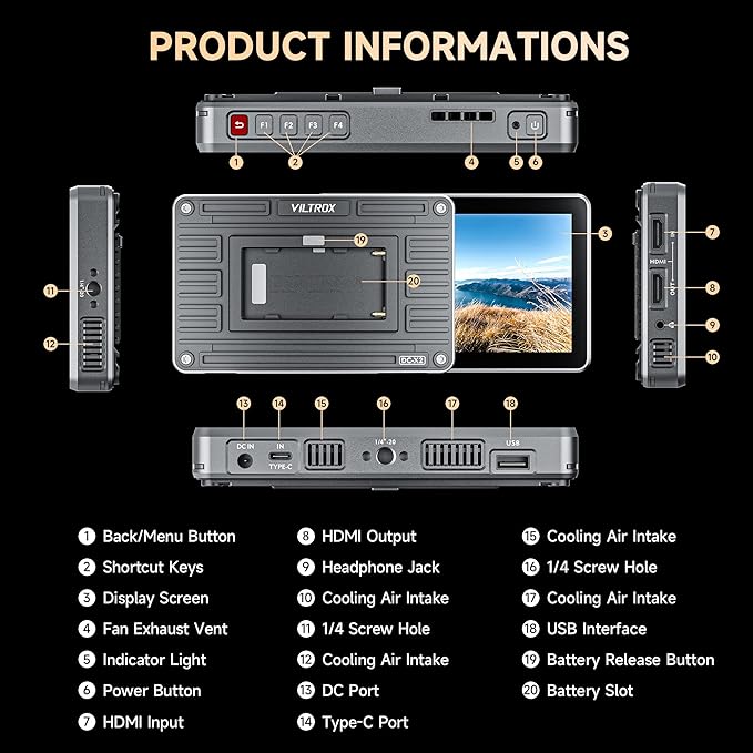 VILTROX DC-X2 2000 Nits Video Field Monitor - Image 9