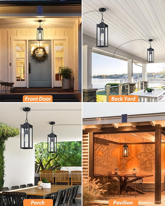 15'' Large Solar Pendant Light Outdoor, Modern Outside Chandelier Outdoor - Image 9
