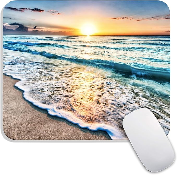 Armanza Square Mouse Pad Beach Sunset, Personalized Premium-Textured Custom by Armanza