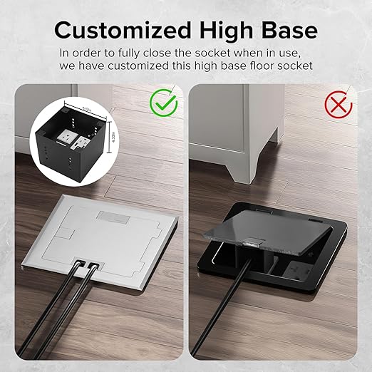 Vagueior Recessed Flat Hidden Floor Electrical Outlet Box Kit, Stainless Steel - Image 4