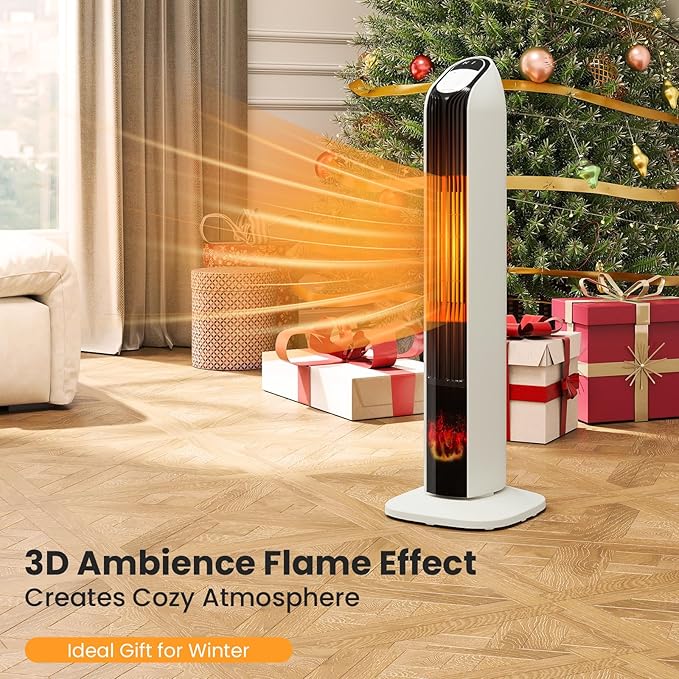 Zynkez 33" Space Heaters for Indoor Use Large Room, 1500W PTC Tower Fireplace - Image 8