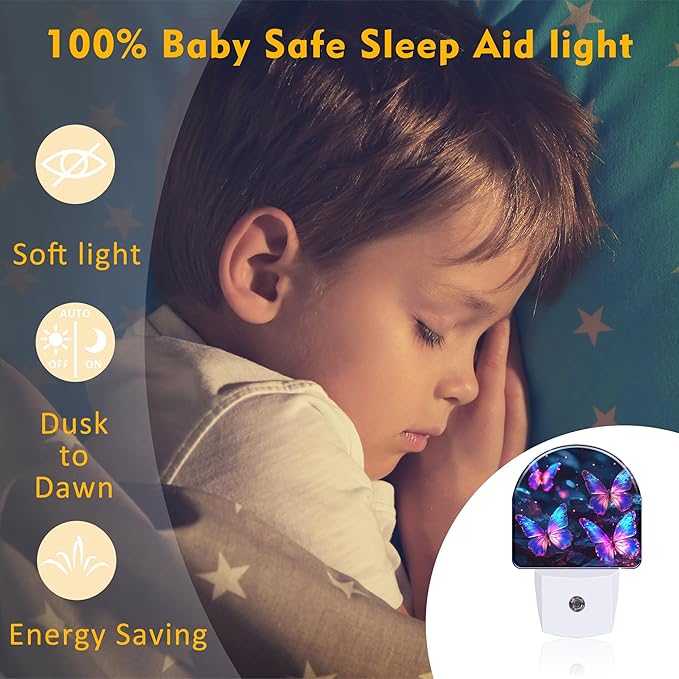 sndheke Glowing Purple Butterflies Night Light Plug into Wall, Neon Butterfly - Image 5