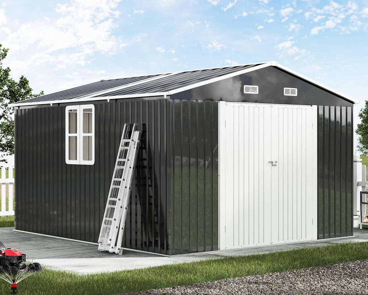 amerlife 10x12x7 ft outdoor storage shed with 2, main product view