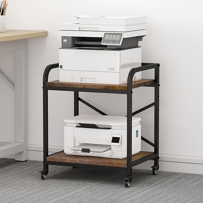 Vokumba 2 Tier Under Desk Printer Stand, Large Printer Table by Vokumba