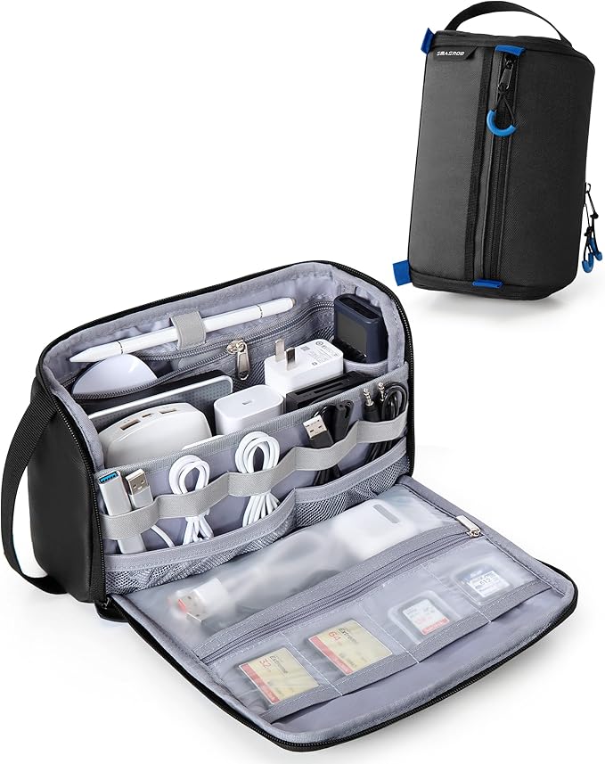 Electronics Organizer Travel Case, Water Resistant Tech Bag Charger Pouch by Smasrob