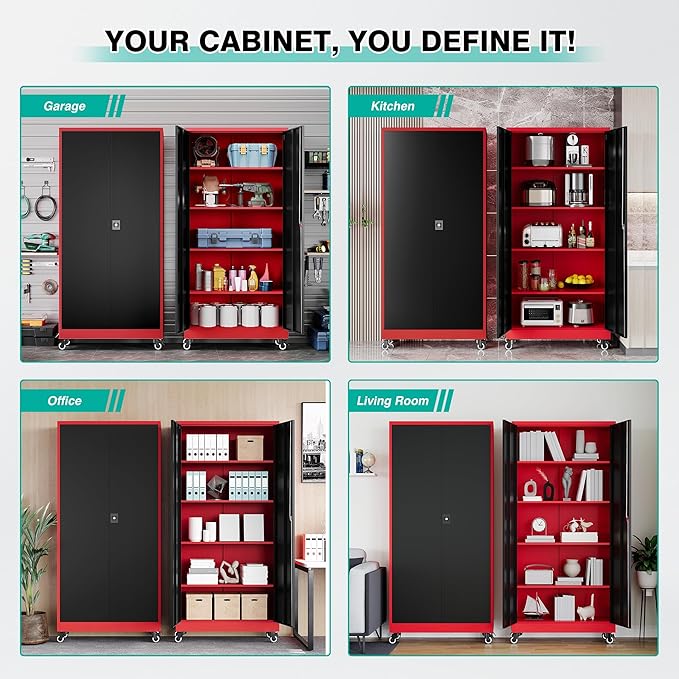 SISESOL 75" Tall Metal Storage Cabinet - Image 7