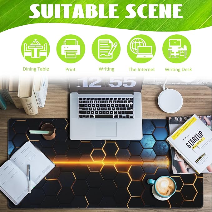Eflxamz Large Gaming Mouse Pad, Honeycomb Technology Desk Pad, Extended - Image 3