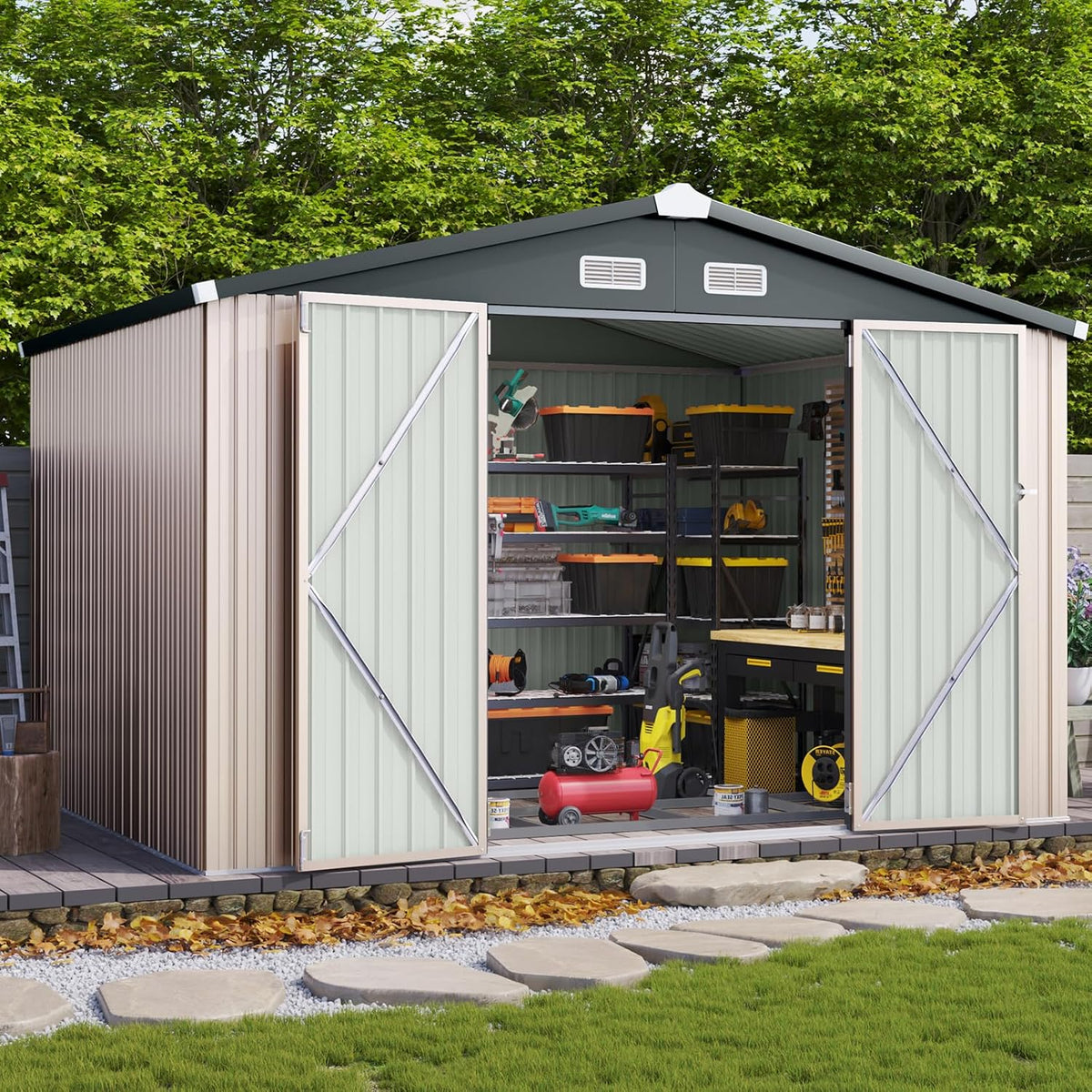 aoxun 8x10 ft shed outdoor storage shed with, main product view