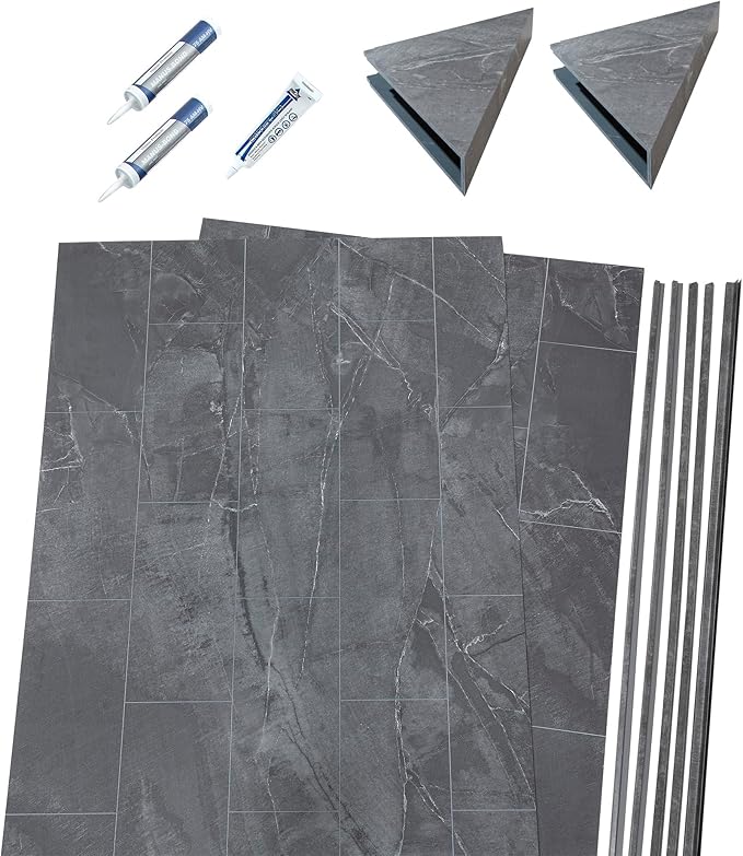 Palisade 78in x 36in x 36in Waterproof Vinyl Corner Shower Surround Kit - Image 2