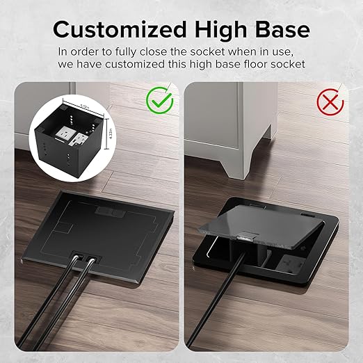 Vagueior Recessed Flat Hidden Floor Electrical Outlet Box Kit, Stainless Steel - Image 4