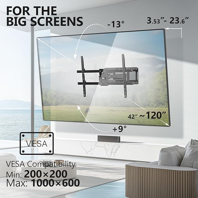WALI Heavy Duty Full Motion TV Wall Mount Bracket - Image 3