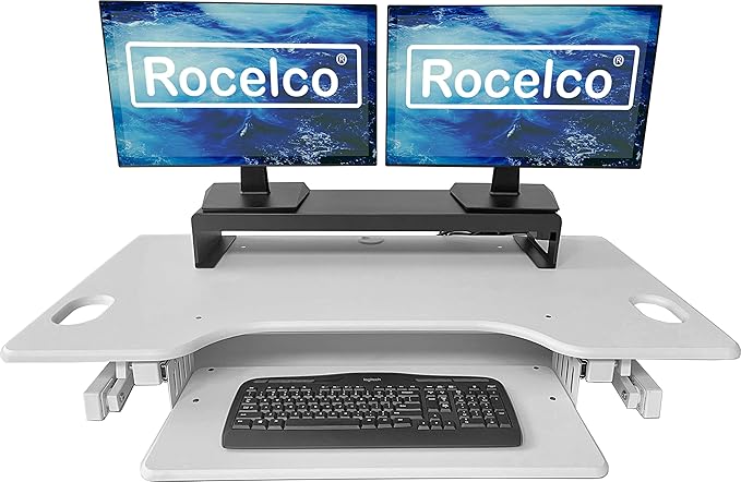 Rocelco 46" Large Height Adjustable Standing Desk Converter - Image 2