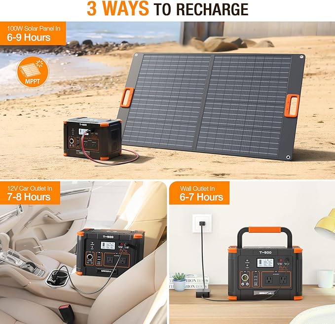 Portable Power Station 500W, 519Wh Outdoor Solar Generator Backup Battery Pack - Image 8