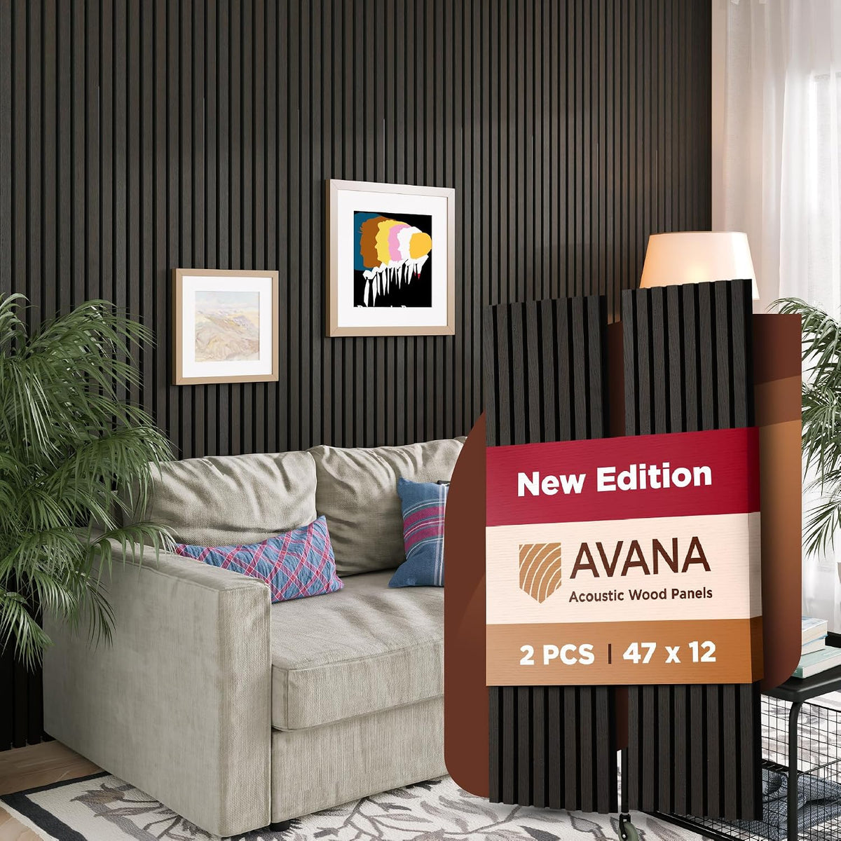 Avana Modern Acoustic Wood Wall Panels – 47.2 x 12.6 Inch Smoke Oak Acoustic