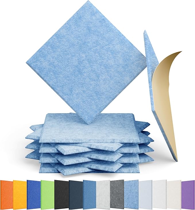 Amantech 12 Pack Acoustic Panels Self Adhesive Sound Proof Foam, High Density by Amantech