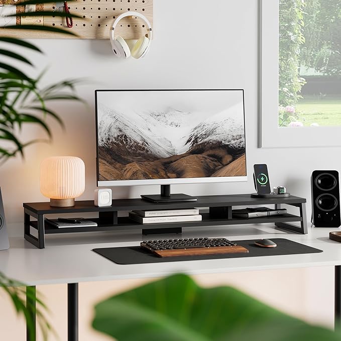 Fenge Dual Monitor Stand for Desk, 42.5in Large Monitor Riser for 2 Monitors - Image 2