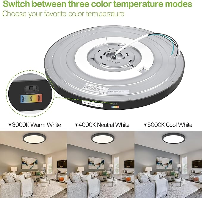 hykolity 18 Inch LED Round Flat Panel Light, 3000K/4000K/5000K CCT Selectable - Image 7