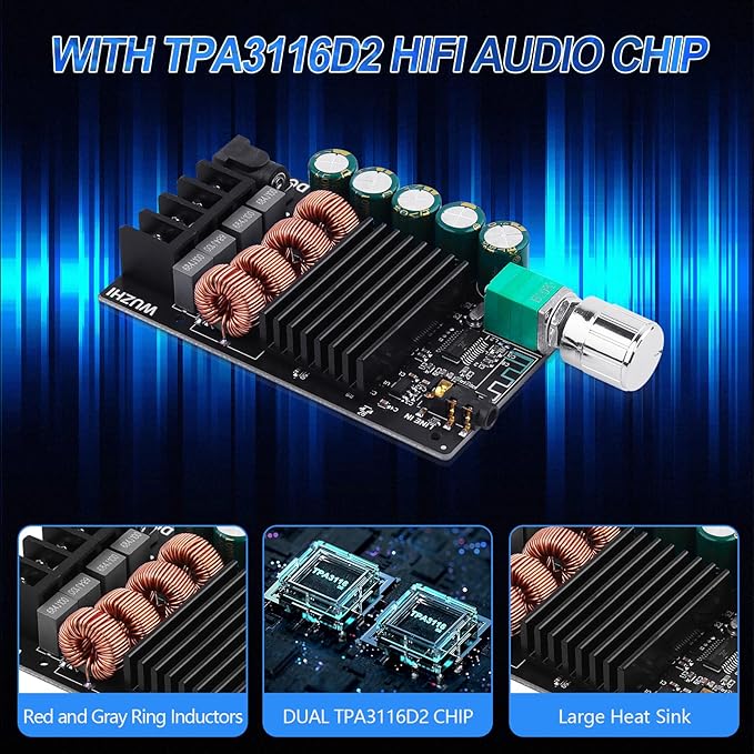 ZK-1002 Bluetooth 5.0 Audio Amplifier Board, 100W x 2 2.0 Channel Mini HiFi - Image 2