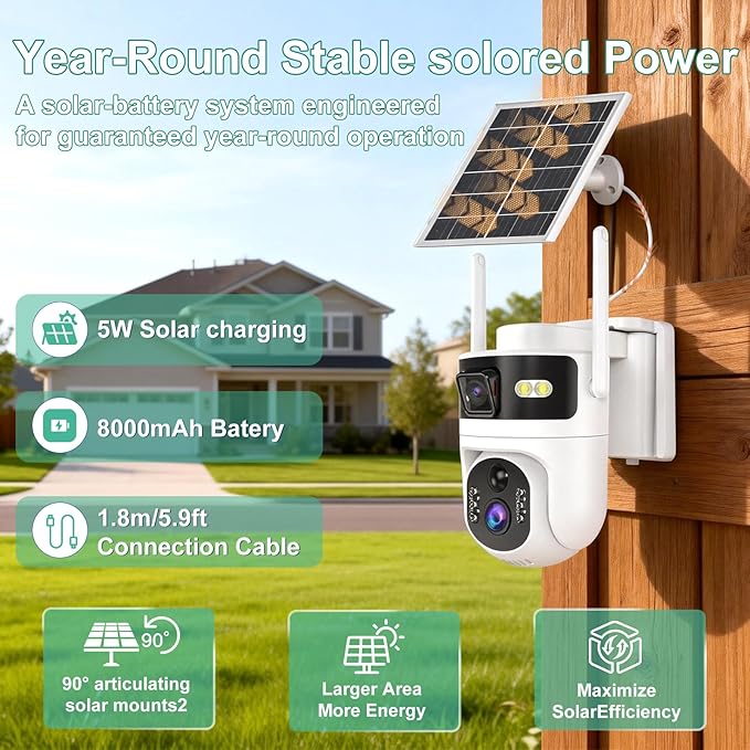 Kweiugfi 4G LTE Cellular Security Camera Dual Lens Outdoor, 180-Day Unlimited - Image 5
