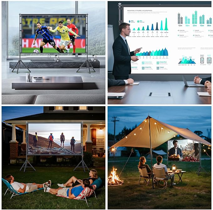Outdoor Projector Screen with Stand, TOWOND 120 inch Portable Movie Screen - Image 7