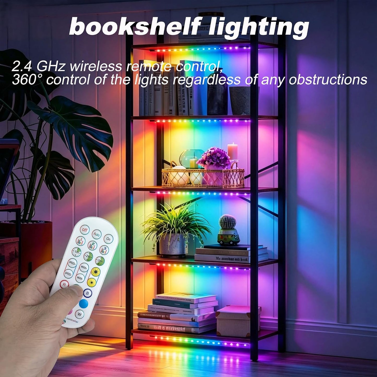 LED Strip Lights 6 Pre-Cut Led Light Strip with Remote & APP Dimmable,RGB Color Changing led Lights Strip for tv Backlight, Bookshelf Ligh, Bedroom, Display,Shelf,Cabinets(Multicolor, 6 Strip)