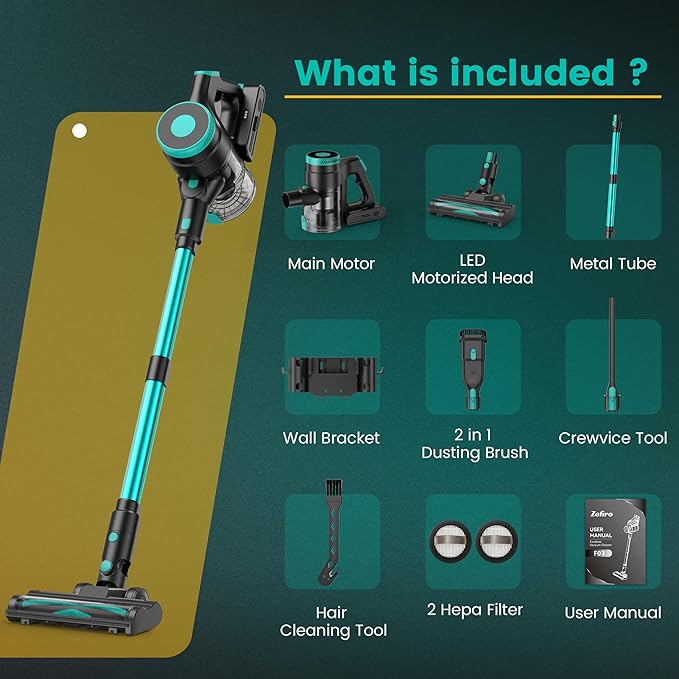 Zefiro 350W Cordless Vacuum Cleaner, 45Mins Runtime Vacuum Cleaners - Image 9