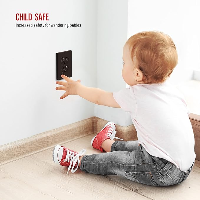 ENERLITES SI8821-BR Duplex Outlet Receptacle Cover, Screwless Wall Plate - Image 5