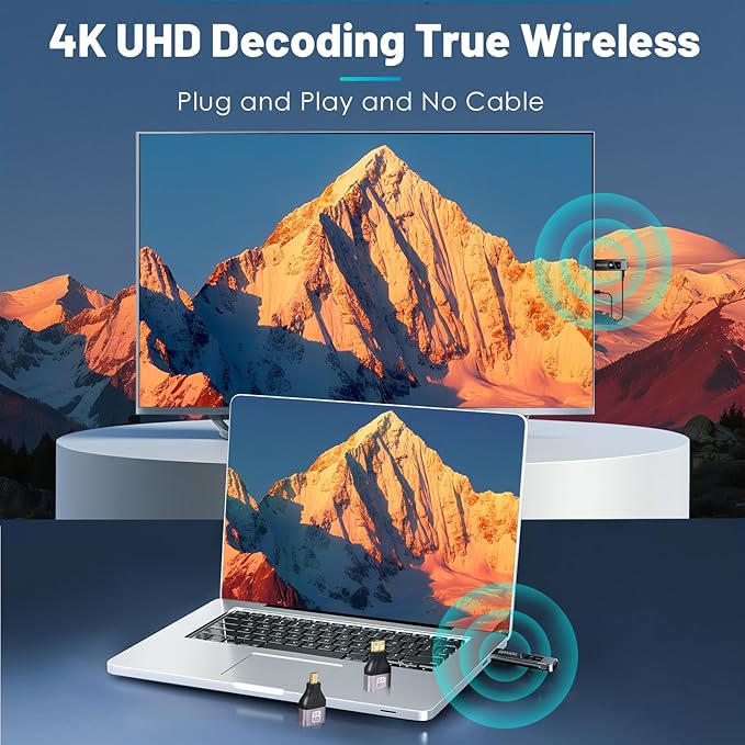 Wireless HDMI Transmitter and Receiver Adapter, 4K UHD Plug & Play No App/WiFi - Image 2