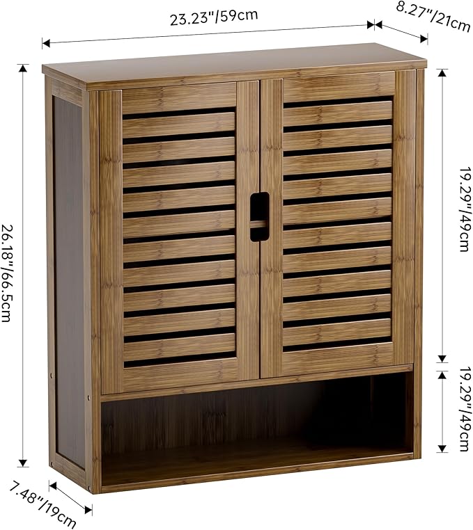 SMIBUY Bathroom Cabinet Wall Mounted, Bamboo Over-The-Toilet Storage Organizer - Image 3