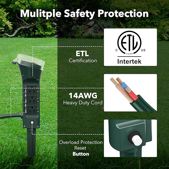 BN-LINK Outdoor 6ft Extension Cord Power Stake - Image 4