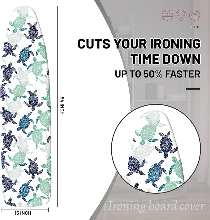 Extra Thick Ironing Board Cover and Pad, Sea Turtle 15x54 Ironing Board Cover - Image 2