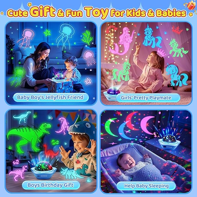 One Fire Night Light for Kids Gifts, 6 Films+78 Lighting Modes Ceiling Star - Image 6