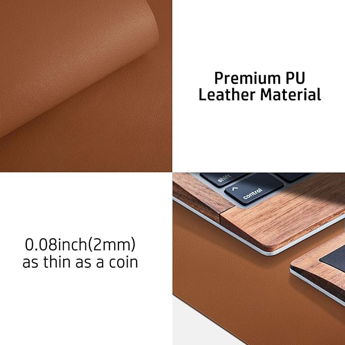 Aothia Leather Desk Pad Protector, Mouse Pad, Office Desk Mat, Non-Slip PU - Image 3