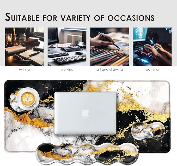 BFUKVOU Large Keyboard Mouse Pad Set, Extended Mouse Pad+Keyboard Wrist Rest - Image 7
