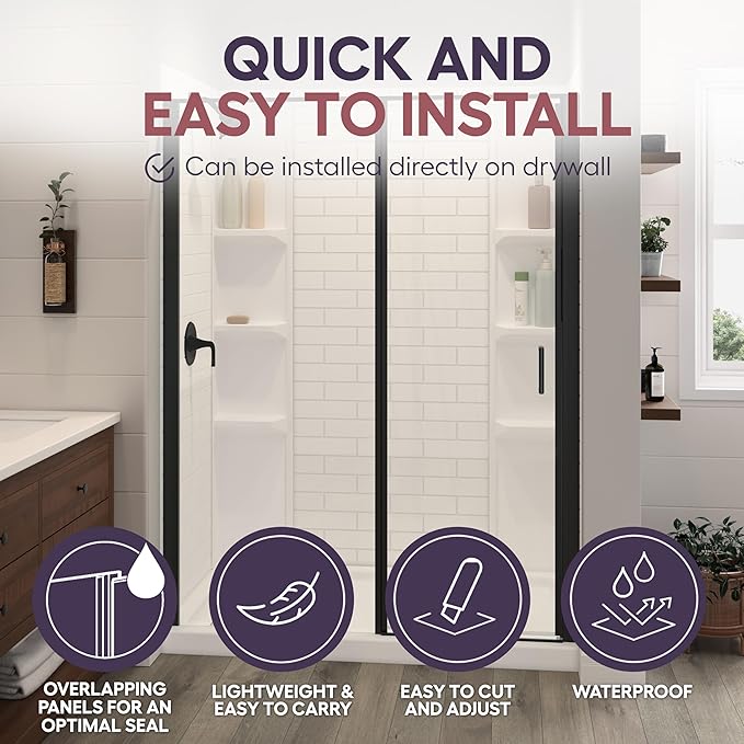 White Acrylic Shower Wall Surround 36"x 60"x 80" - Image 5